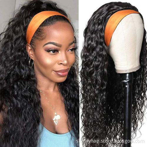 Headband Wig Virgin Brazilian Cuticle Aligned Human Hair 40 Inch Colorful Wig ,Headband Kinky Ponytail Human Hair Wig